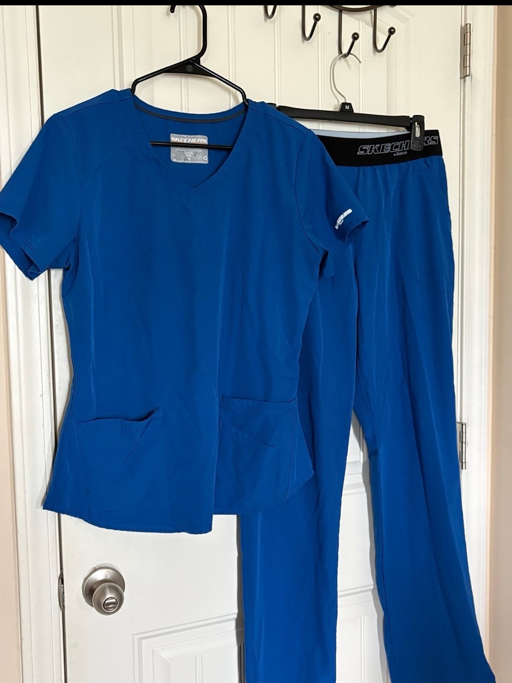 Skechers Royal Blue V-Neck Scrub Top & Pants Set